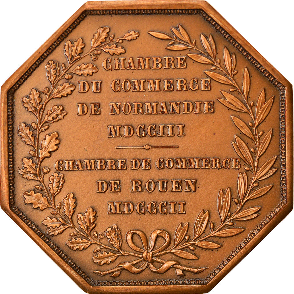 France, Token, Chambre de Commerce de Rouen, 1802, Lecomte, EF(40-45), Bronze