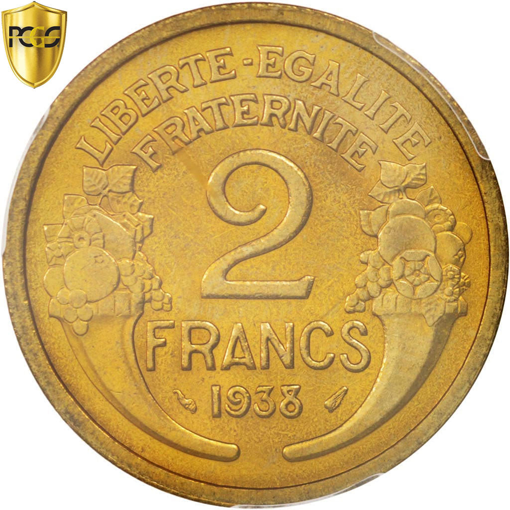 Coin, France, Morlon, 2 Francs, 1938, Paris, PCGS, MS64, MS(64)