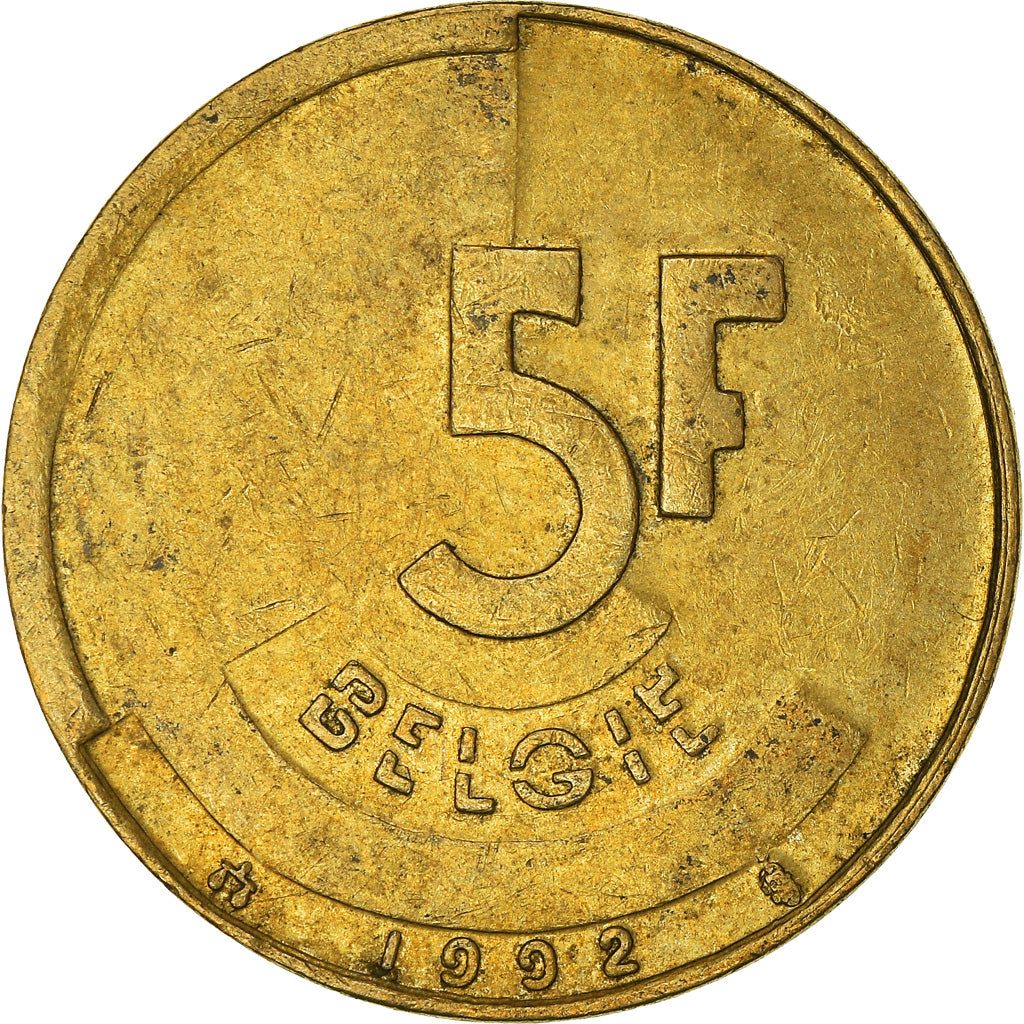 Coin, Belgium, 5 Francs, 5 Frank, 1992