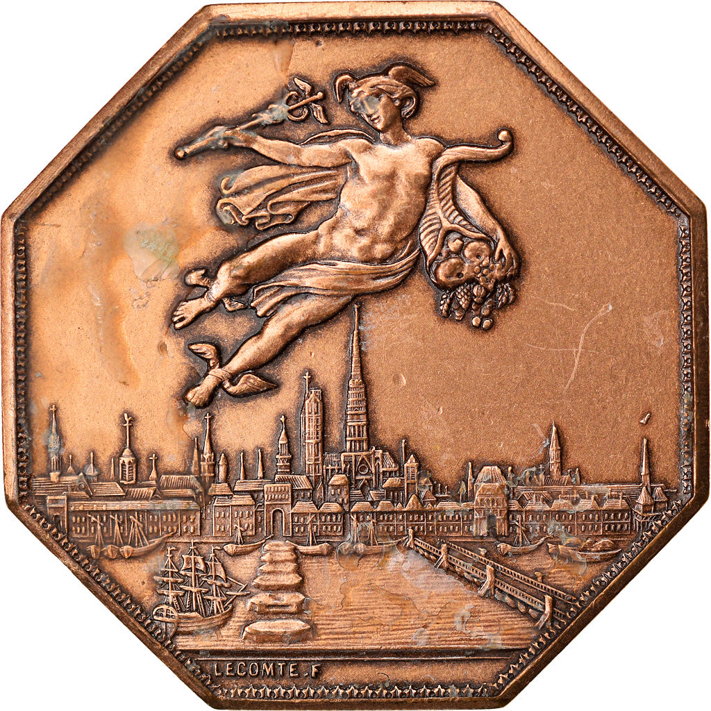 Francia, Token, Chambre de Commerce de Rouen, 1802, Lecomte, BB, Bronzo