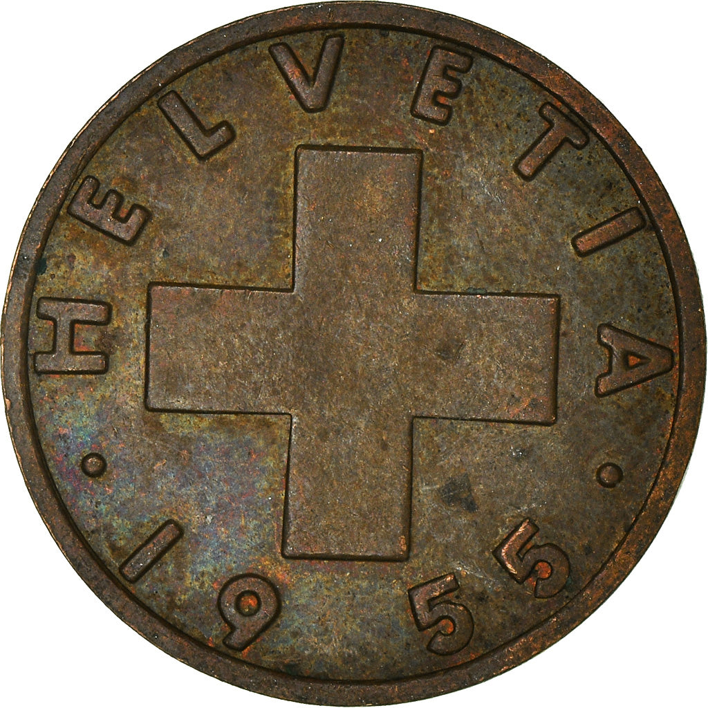 Coin, Switzerland, 2 Rappen, 1955