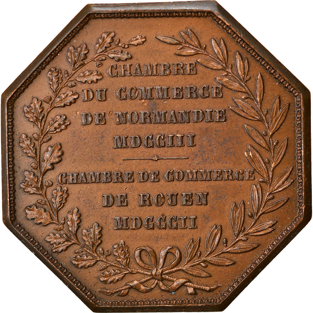 France, Token, Chambre de Commerce de Rouen, 1802, Lecomte, EF(40-45), Bronze