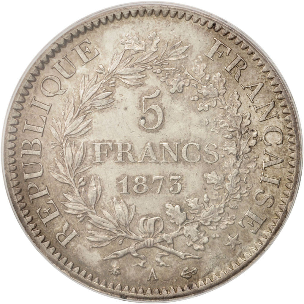Coin, France, Hercule, 5 Francs, 1873, Paris, PCGS, Genuine, MS(60-62), Silver