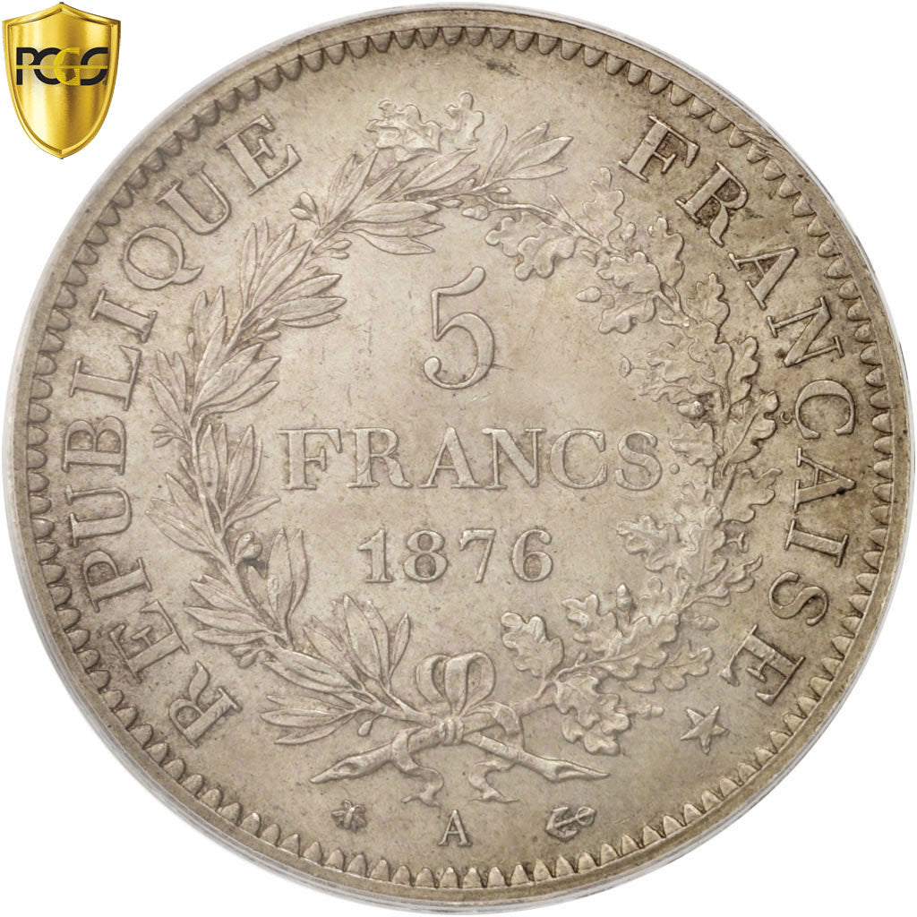 Coin, France, Hercule, 5 Francs, 1876, Paris, PCGS, MS64, MS(64), Silver