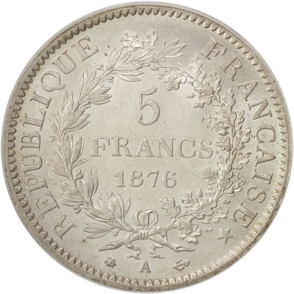 Coin, France, Hercule, 5 Francs, 1876, Paris, PCGS, MS64, MS(64), Silver
