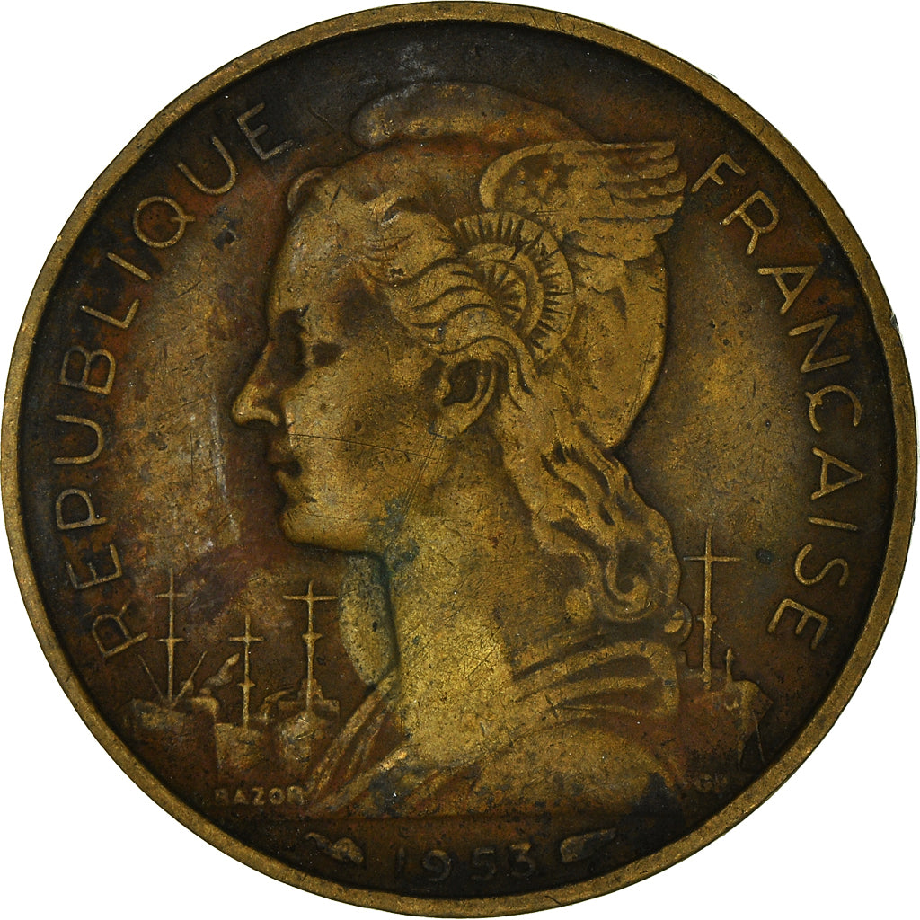 Coin, Madagascar, 20 Francs, 1953