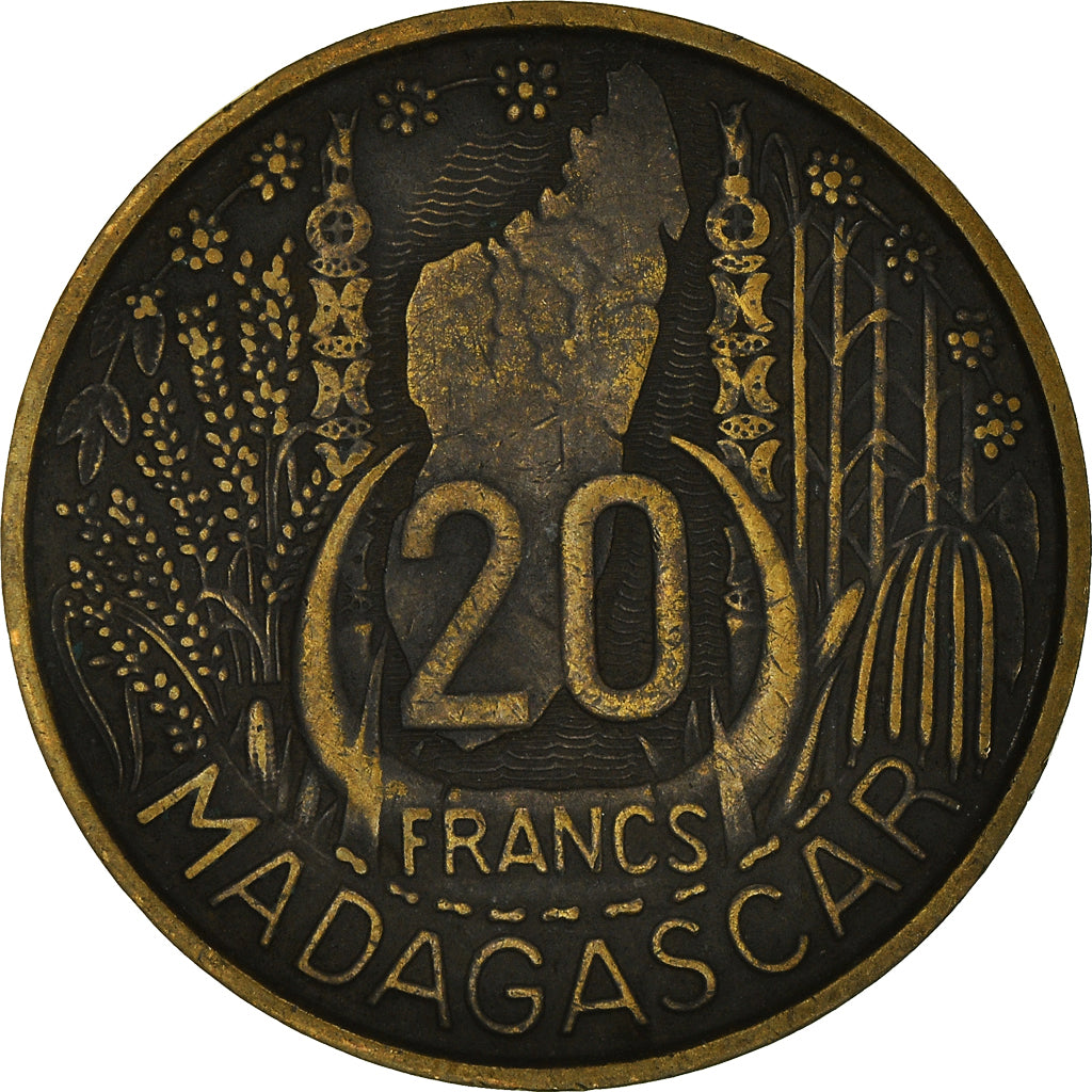Coin, Madagascar, 20 Francs, 1953