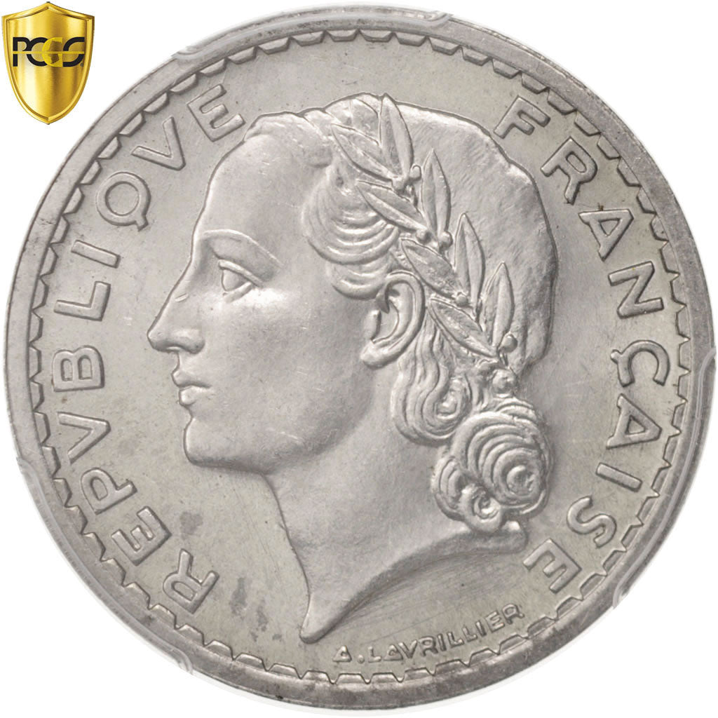 Coin, France, Lavrillier, 5 Francs, 1946, Beaumont le Roger, PCGS, MS63, MS(63)