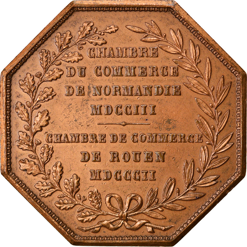 France, Token, Chambre de Commerce de Rouen, 1802, Lecomte, EF(40-45), Bronze