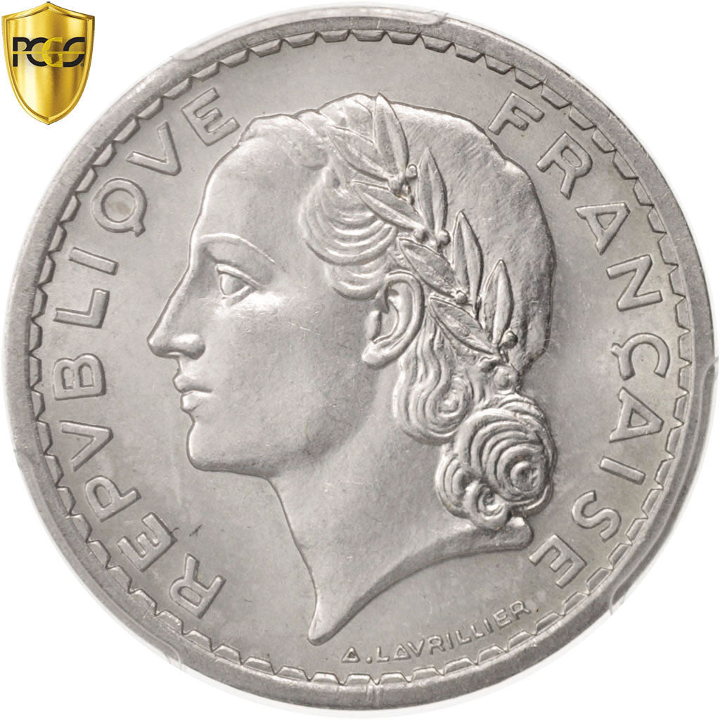Coin, France, Lavrillier, 5 Francs, 1946, Beaumont le Roger, PCGS, MS64, MS(64)