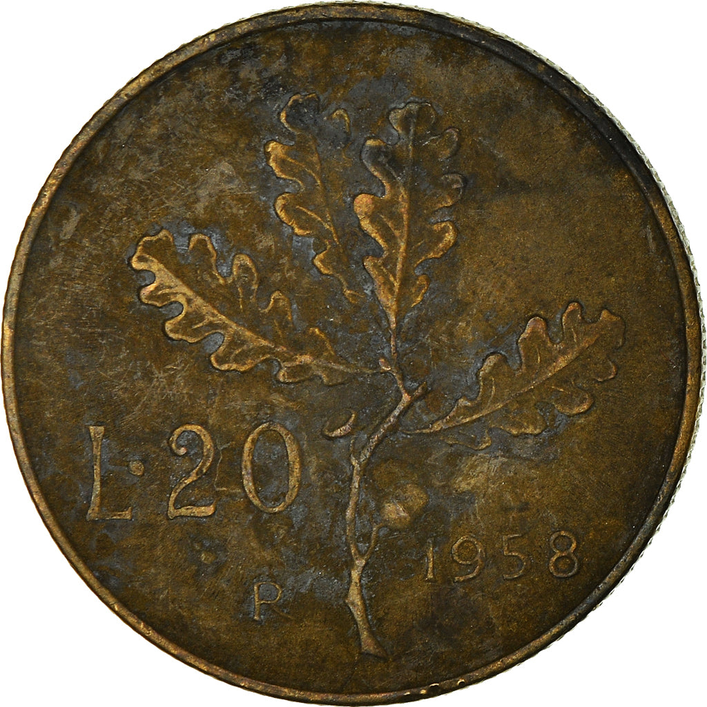 Monnaie, Italie, 20 Lire, 1958