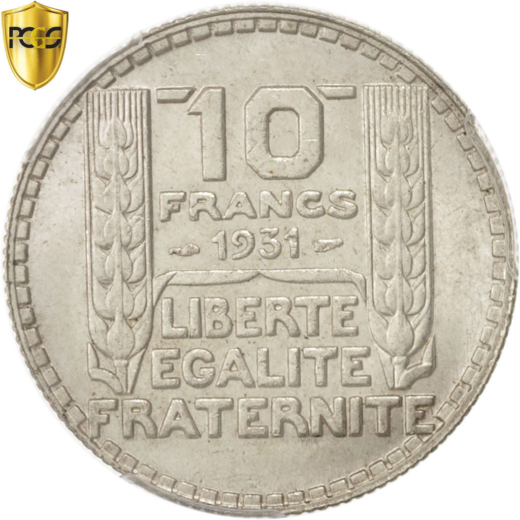 Coin, France, Turin, 10 Francs, 1932, Paris, PCGS, MS62, MS(60-62), Silver