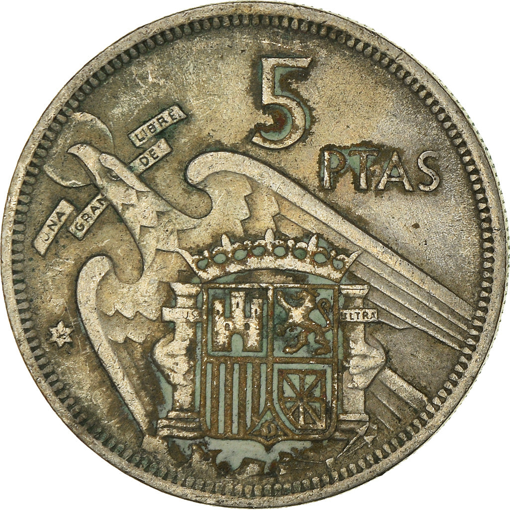 Moneta, Spagna, 5 Pesetas, undated (1957)