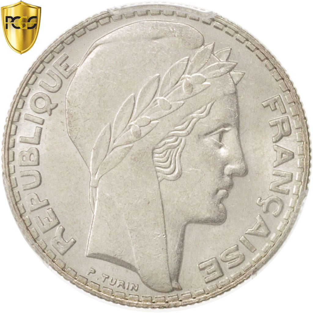 France, Turin, 10 Francs, 1933, Paris, PCGS, MS62, Silver, KM:878