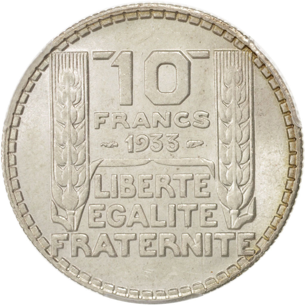 France, Turin, 10 Francs, 1933, Paris, PCGS, MS62, Silver, KM:878