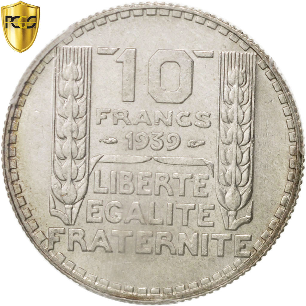 Coin, France, Turin, 10 Francs, 1939, Paris, PCGS, MS61, MS(60-62), Silver