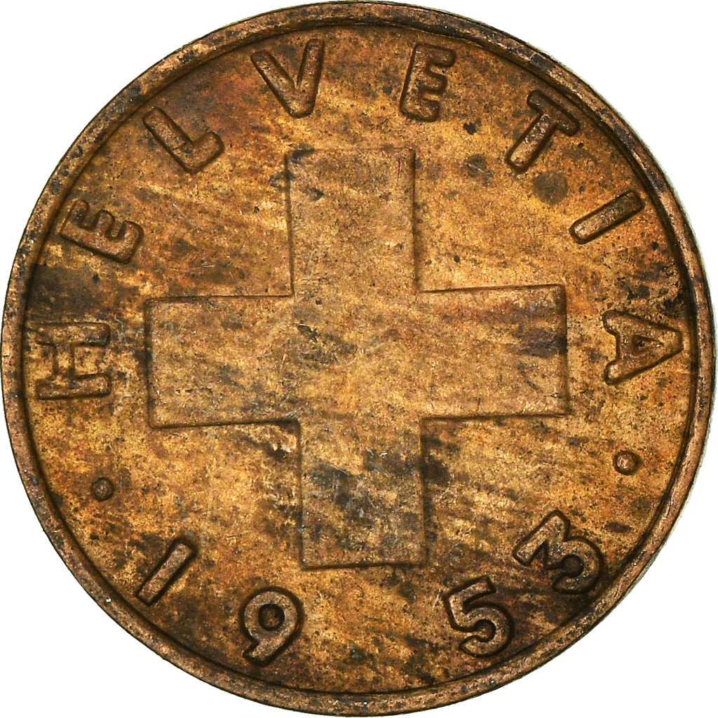 Münze, Schweiz, Rappen, 1953