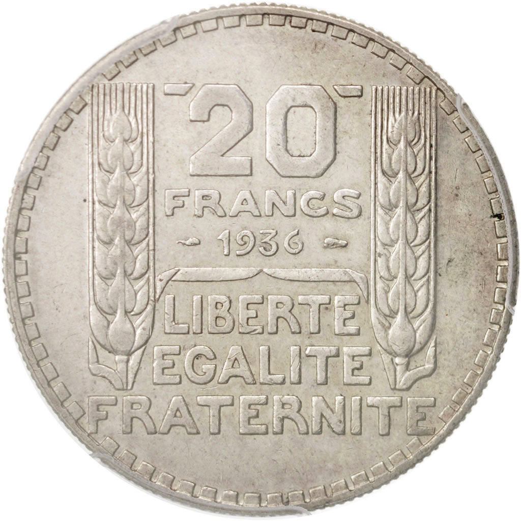 France, Turin, 20 Francs, 1936, Paris, PCGS, AU58, Silver, KM:879