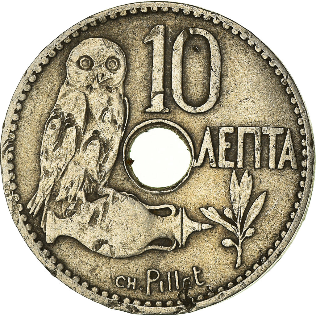 Moeda, Grécia, 10 Lepta, 1912