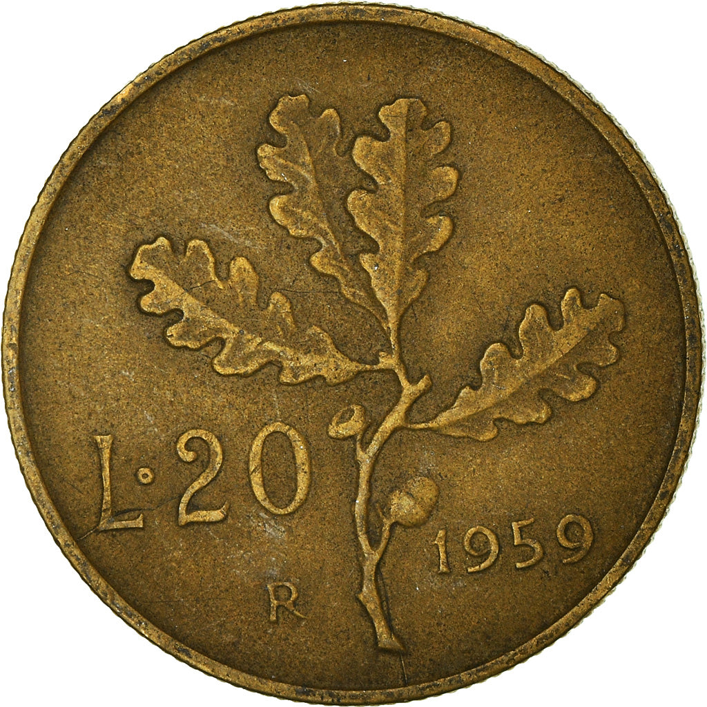Moneda, Italia, 20 Lire, 1959