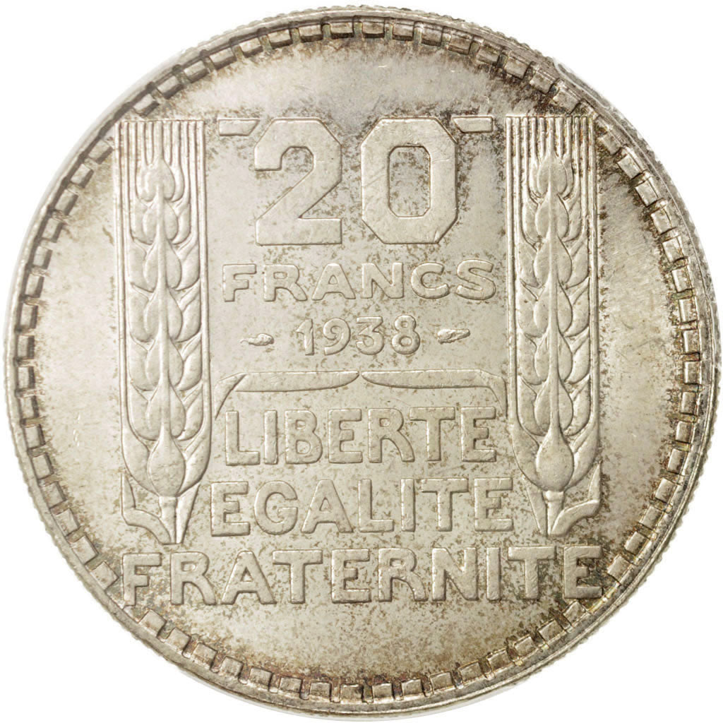 Coin, France, Turin, 20 Francs, 1938, Paris, PCGS, MS64+, MS(64), Silver