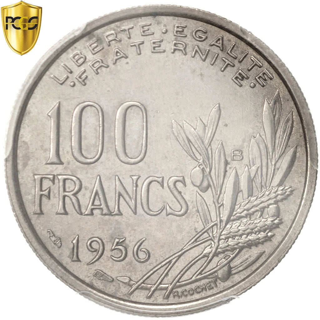Coin, France, Cochet, 100 Francs, 1956, Beaumont le Roger, PCGS, AU58