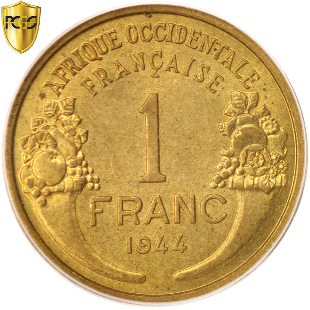 Coin, French West Africa, Franc, 1944, Paris, PCGS, MS63+, MS(63)