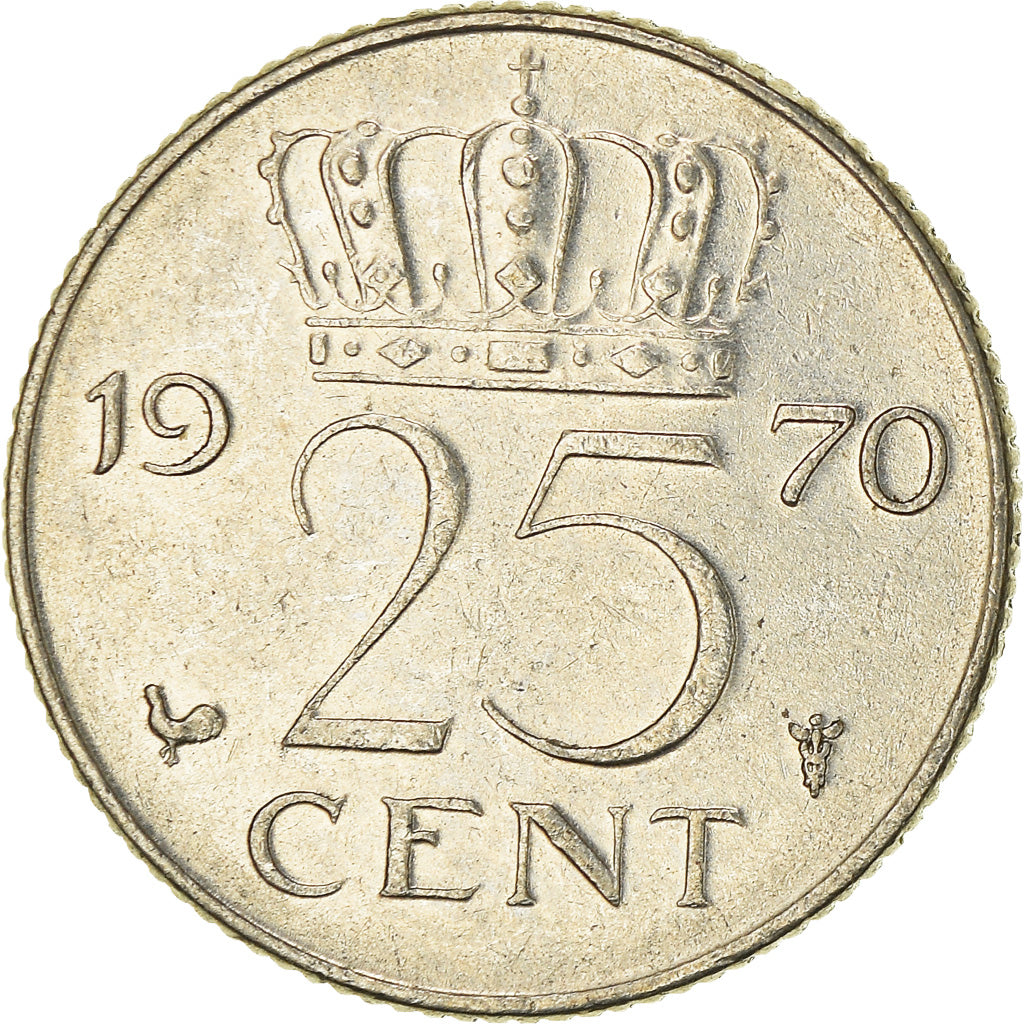 Moeda, Países Baixos, 25 Cents, 1970