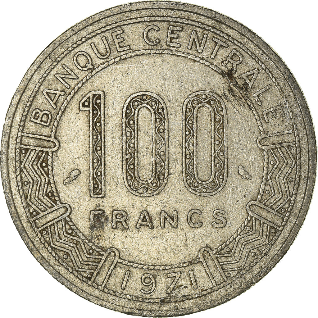 Moneta, Republika Środkowej Afryki, 100 Francs, 1971