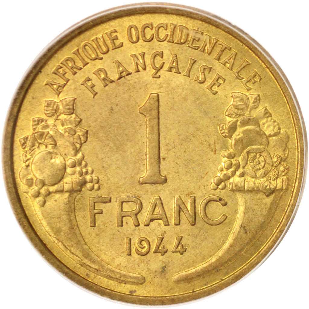 French West Africa, Franc, 1944, Paris, PCGS, MS64, Aluminum-Bronze, KM:2