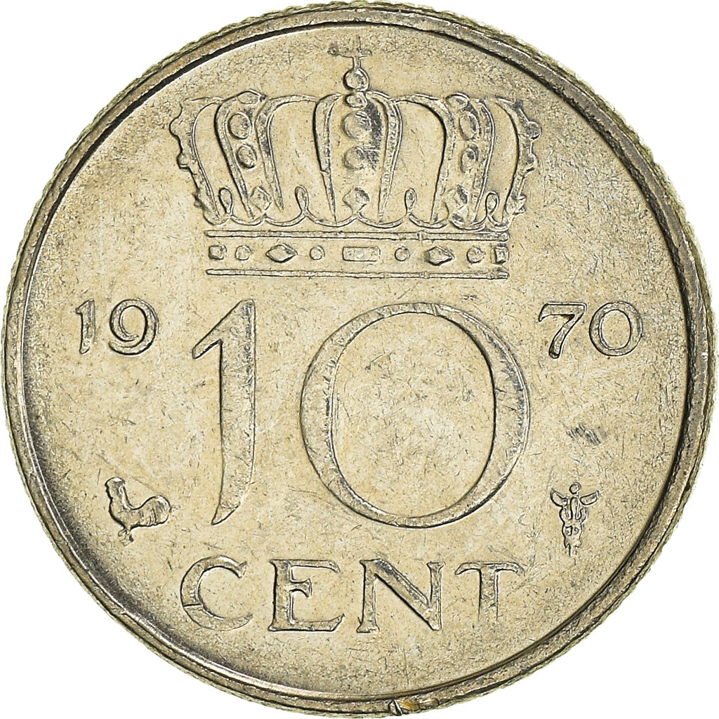 Moeda, Países Baixos, 10 Cents, 1970