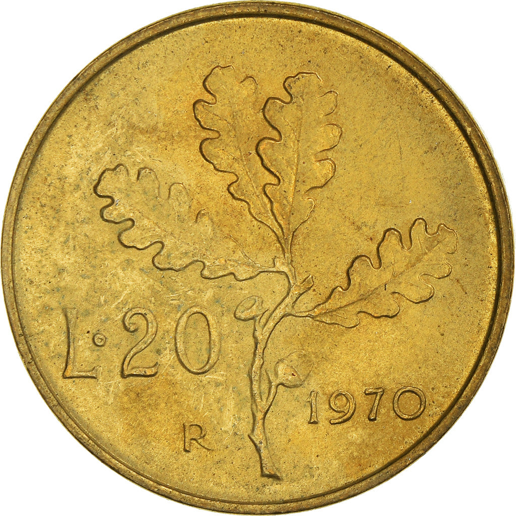 Münze, Italien, 20 Lire, 1970