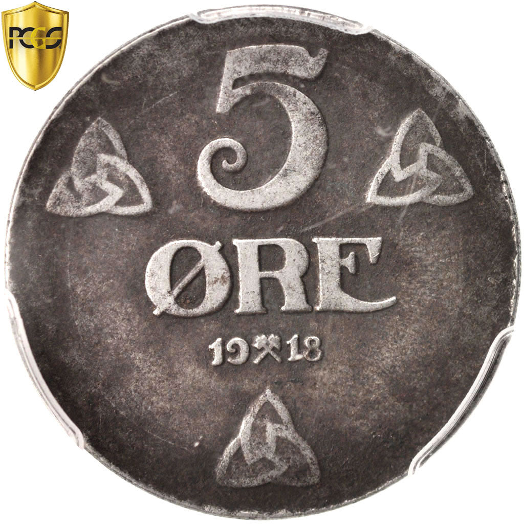 Coin, Norway, Haakon VII, 5 Öre, 1918, PCGS, VF30, VF(30-35), Iron, KM:368a