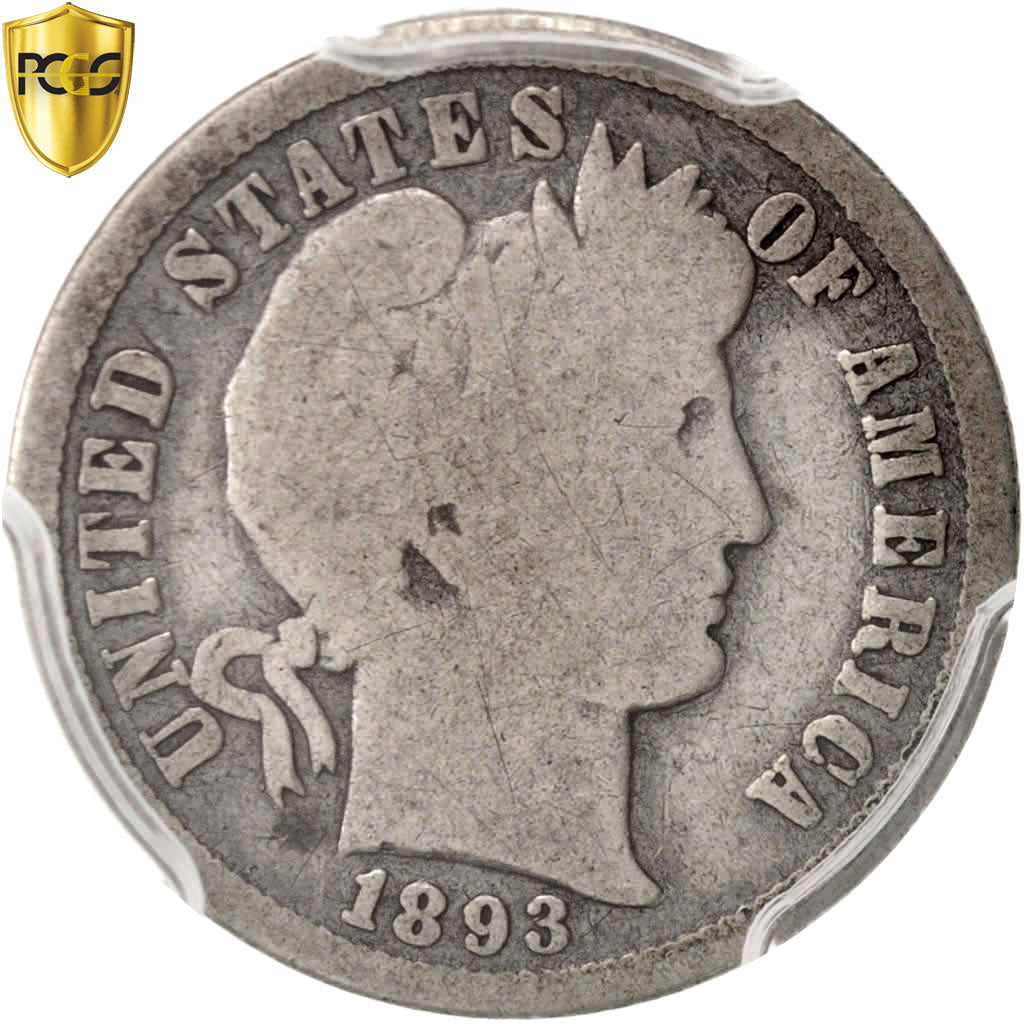 United States, Barber Dime, 1893, New Orleans, PCGS, G06, KM:113