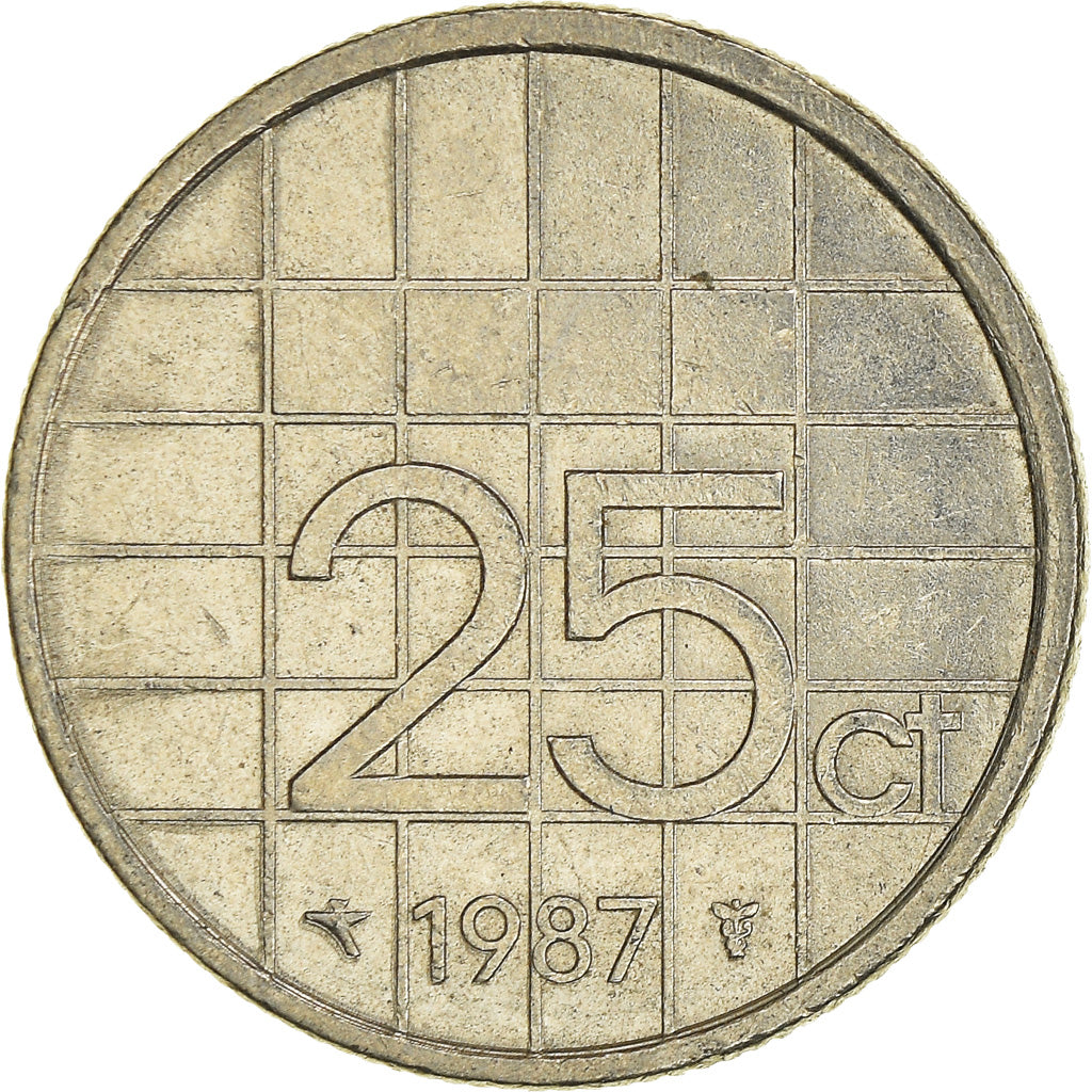 Moneda, Países Bajos, 25 Cents, 1987