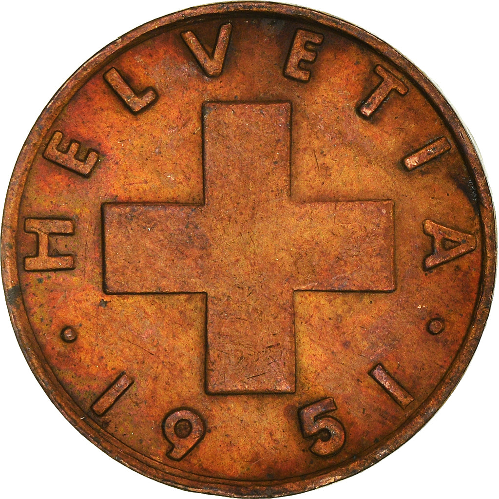 Coin, Switzerland, 2 Rappen, 1951