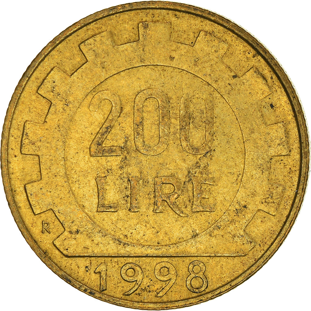 Münze, Italien, 200 Lire, 1998