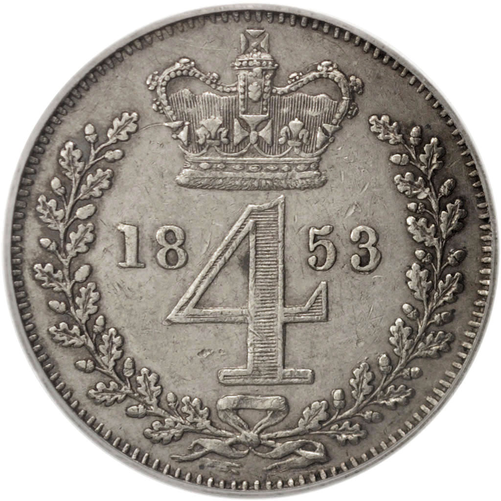 Great Britain, Victoria, 4 Pence, Groat, 1853, PCGS, AU50, Silver, KM:732