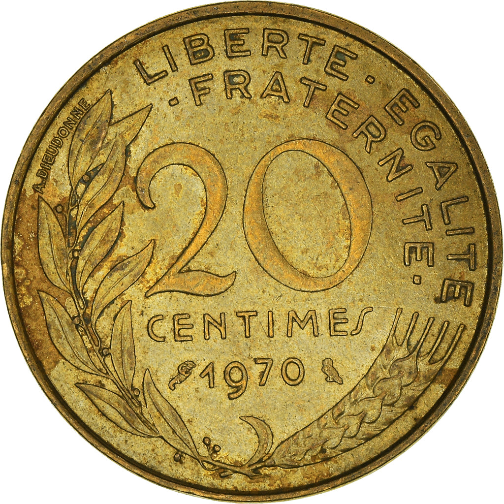 Coin, France, 20 Centimes, 1970