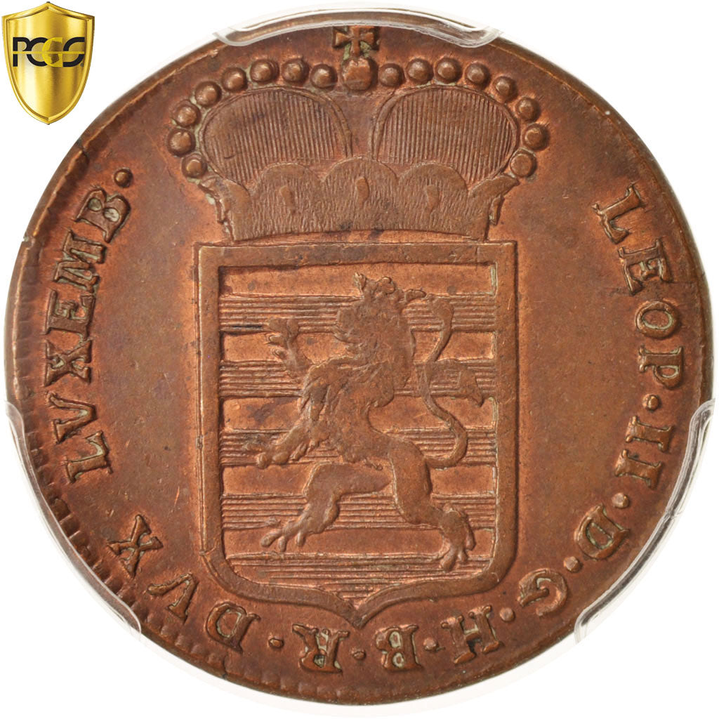 Moneta, Lussemburgo, Leopold II, Sol, 1790, G, PCGS, AU55, SPL-, Rame, KM:15
