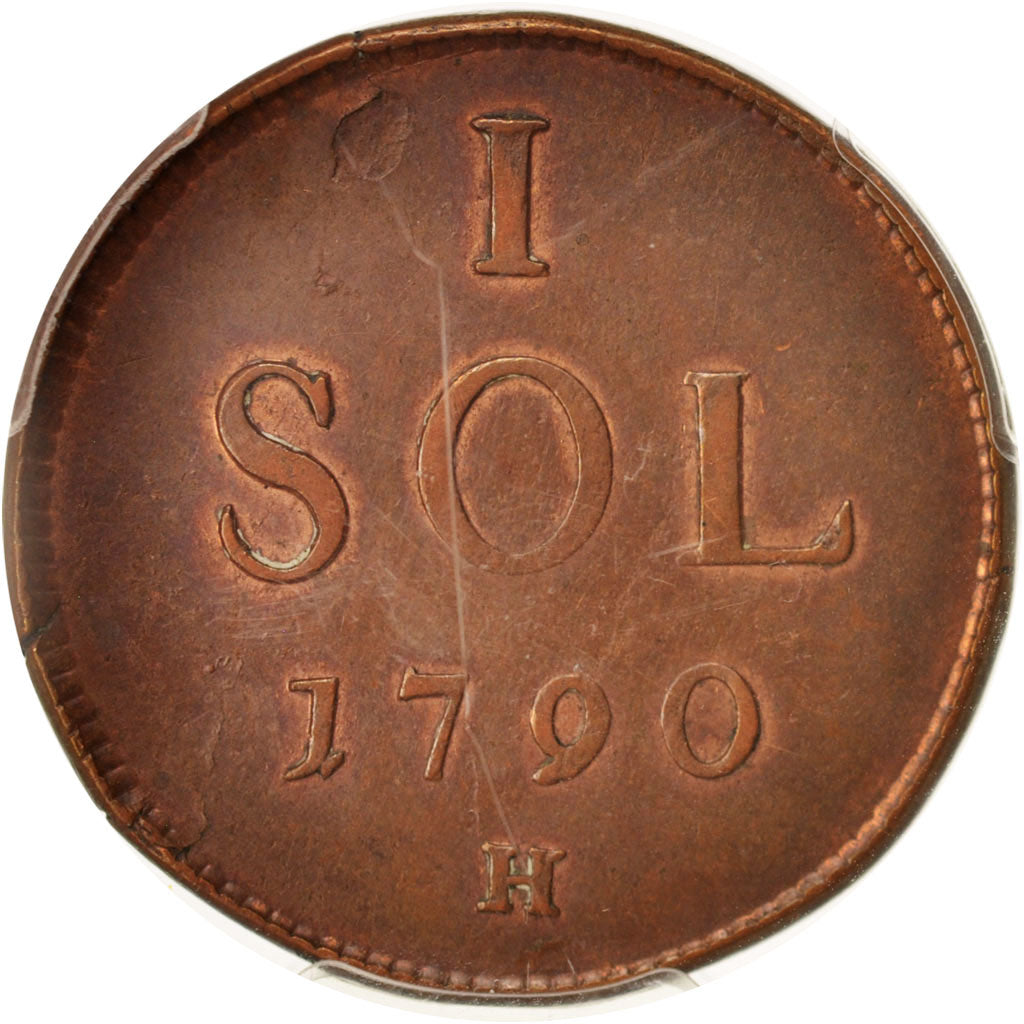 Moneta, Lussemburgo, Leopold II, Sol, 1790, G, PCGS, AU55, SPL-, Rame, KM:15