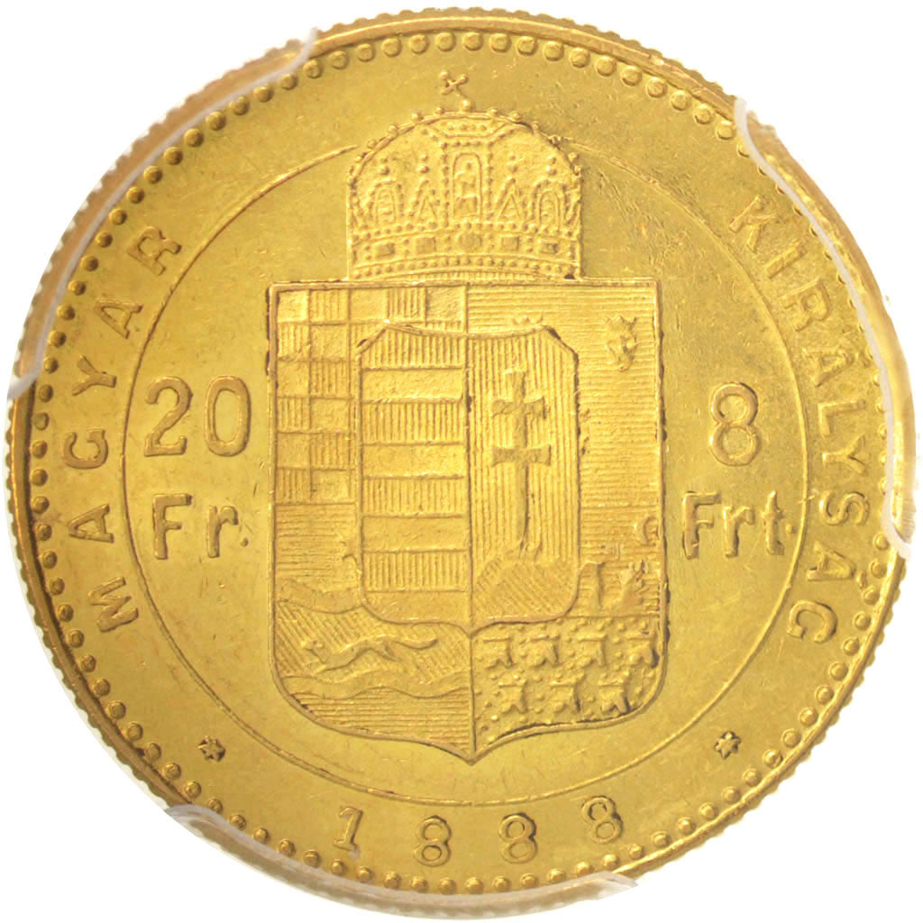 Hongrie, Franz Joseph I, 8 Forint 20 Francs, 1888, PCGS, MS62, SUP+, KM:467