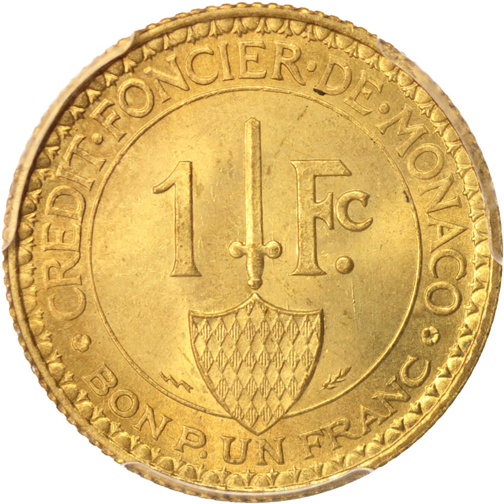 Monaco, Louis II, Franc, 1926, Poissy, PCGS, MS66, Aluminum-Bronze, KM:114