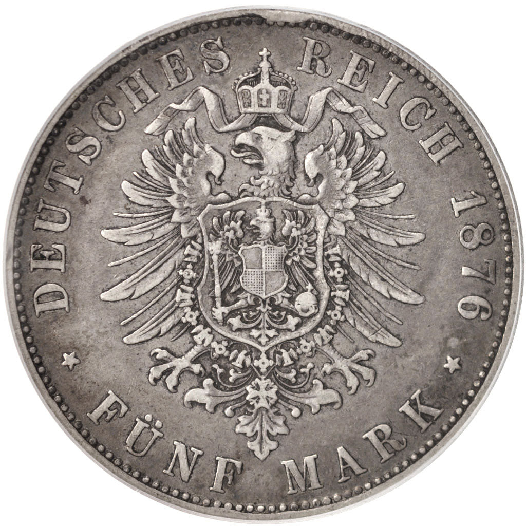 German States, BAVARIA, Ludwig II, 5 Mark, 1876, Munich, PCGS, XF40, KM:896