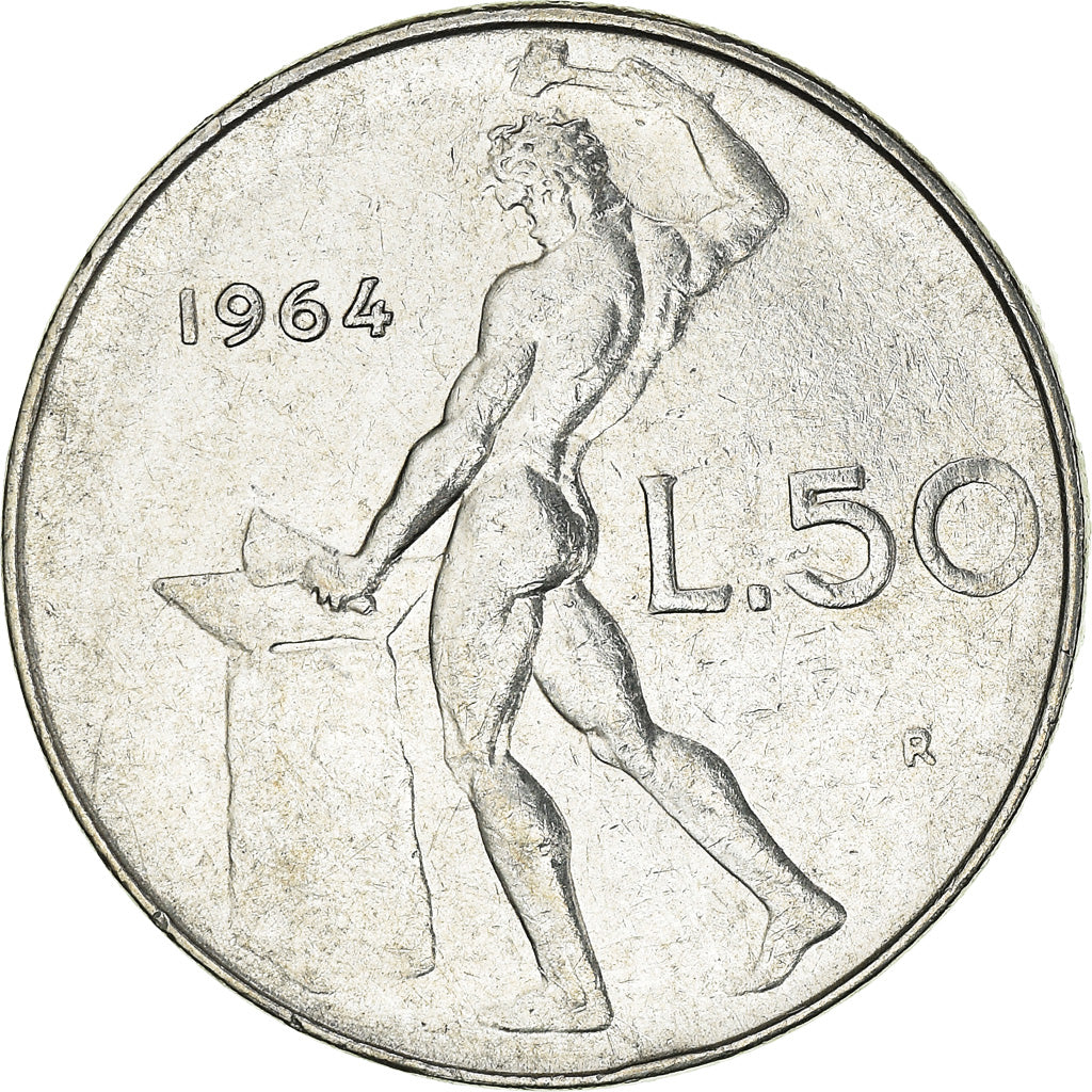 Münze, Italien, 50 Lire, 1964