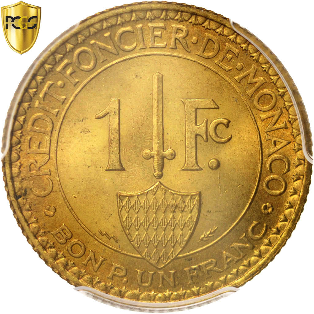 Coin, Monaco, Louis II, Franc, 1926, Poissy, PCGS, MS66+, MS(65-70)