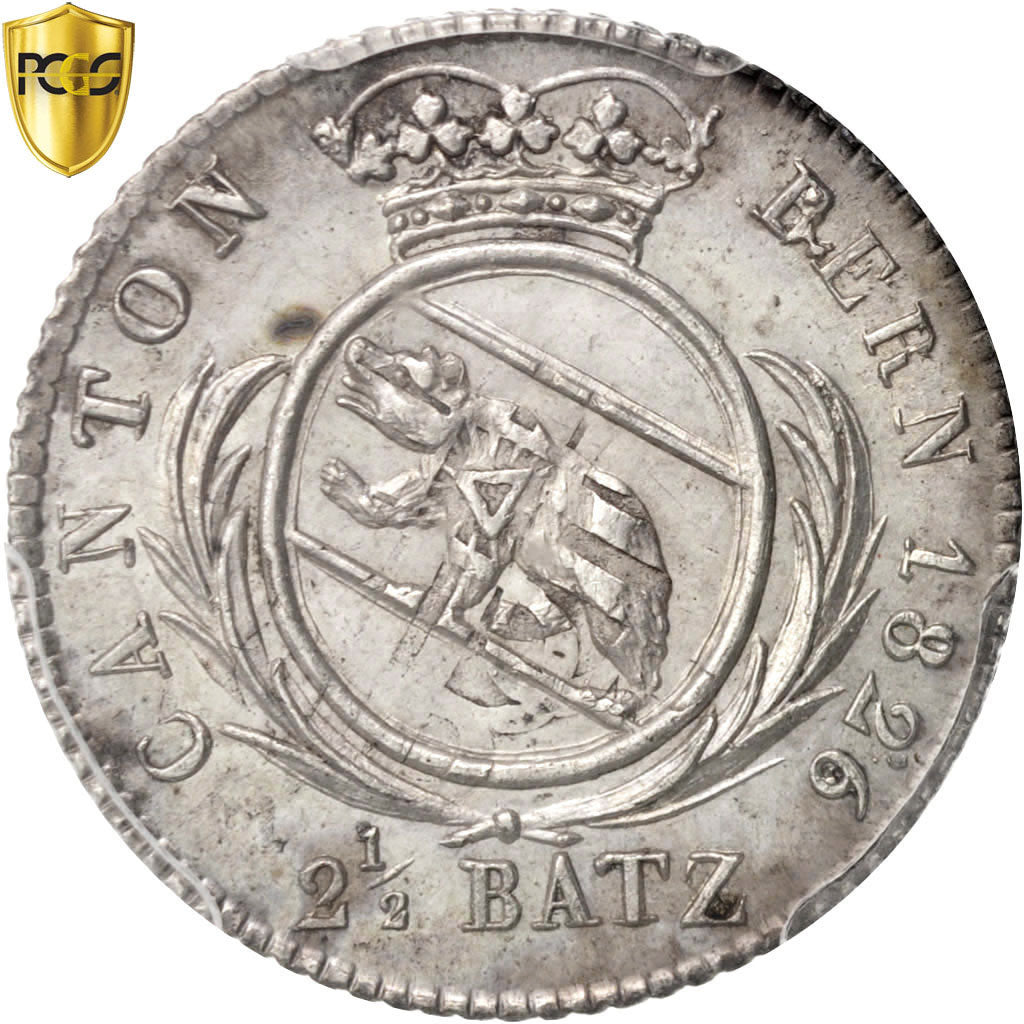 Coin, SWISS CANTONS, BERN, 2-1/2 Batzen, 1826, Bern, PCGS, MS66, MS(65-70)