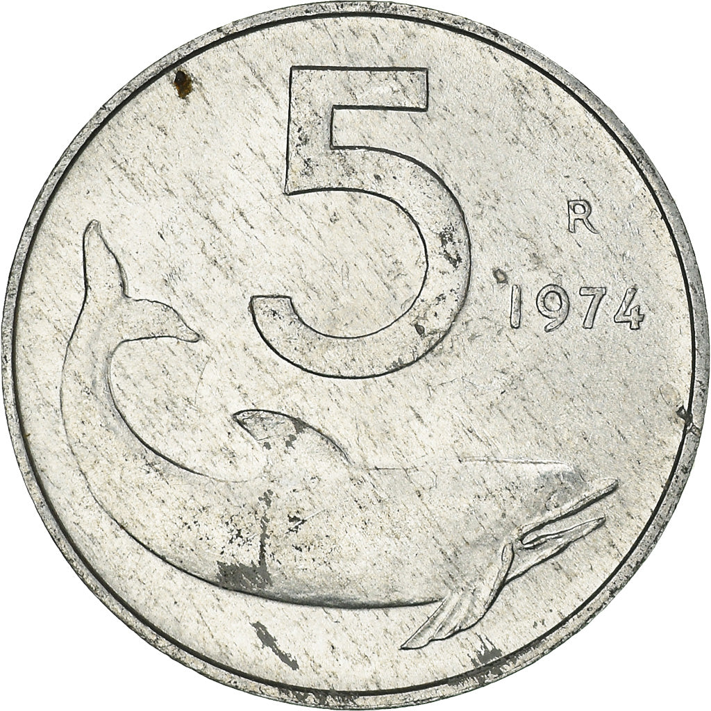Moneda, Italia, 5 Lire, 1974
