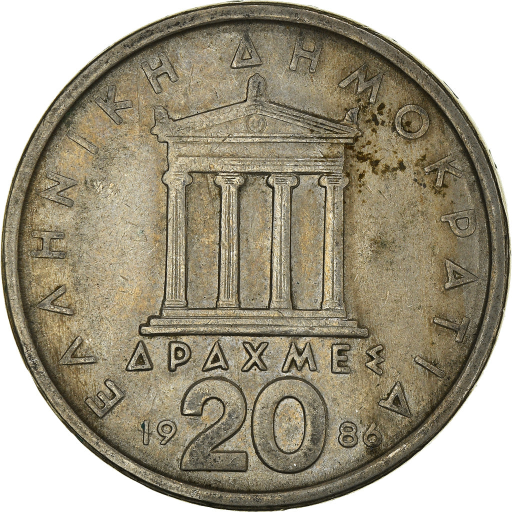Moneta, Grecia, 20 Drachmes, 1986