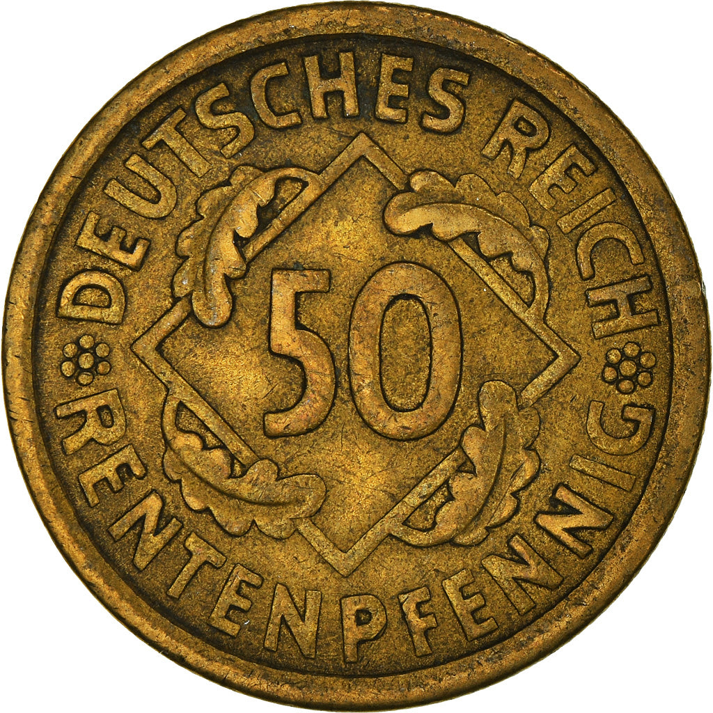 Moneda, ALEMANIA - REPÚBLICA DE WEIMAR, 50 Rentenpfennig, 1924